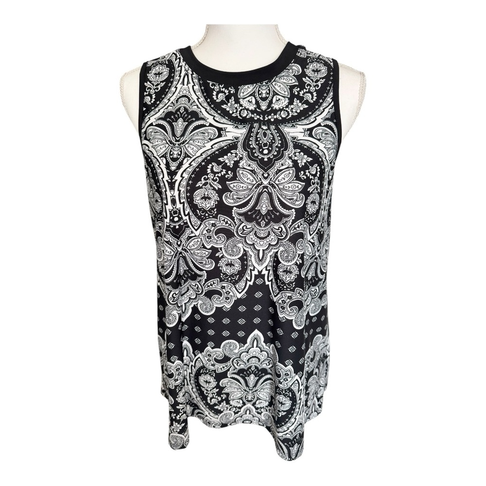Apt. 9 Black and White Paisley Sleeveless Blouse